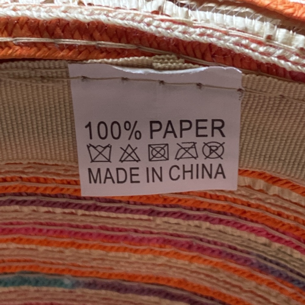 Colorful Wide Paper Brim Sun Hat - Picture 14 of 14